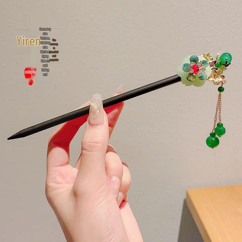 Traditional Sandalwood Hairpin for Chinese Cheongsam & Hanfu Updo
