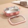 Nordic-Style Stainless Steel Lunch Box with Compartments, Fork, and Spoon - Microwave Safe