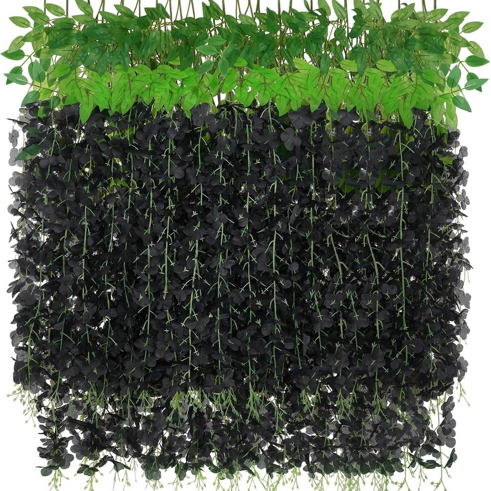 

Pack Of 12 Artificial Wisteria Hanging Flowers For Wedding Indoor Outdoor Decoration With Realistic Silk Petals чёрный