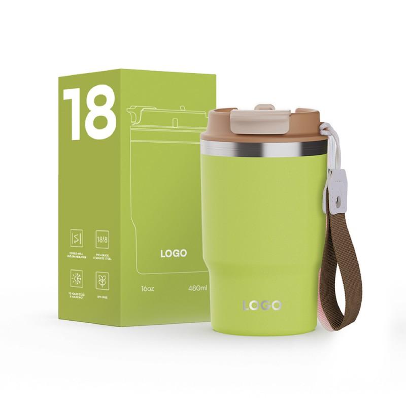Stainless Steel Insulated Travel Mug With Flip Lid Straw 360ml 480ml Vacuum Thermos Office Car Home