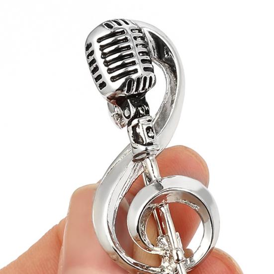 Mikrofon Brosche Solide Exquisite Goldene Silberne Farbe Musiknote Broschen für Party