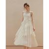 INMAN French Style Irregular Lace Ruffle Midi Dress