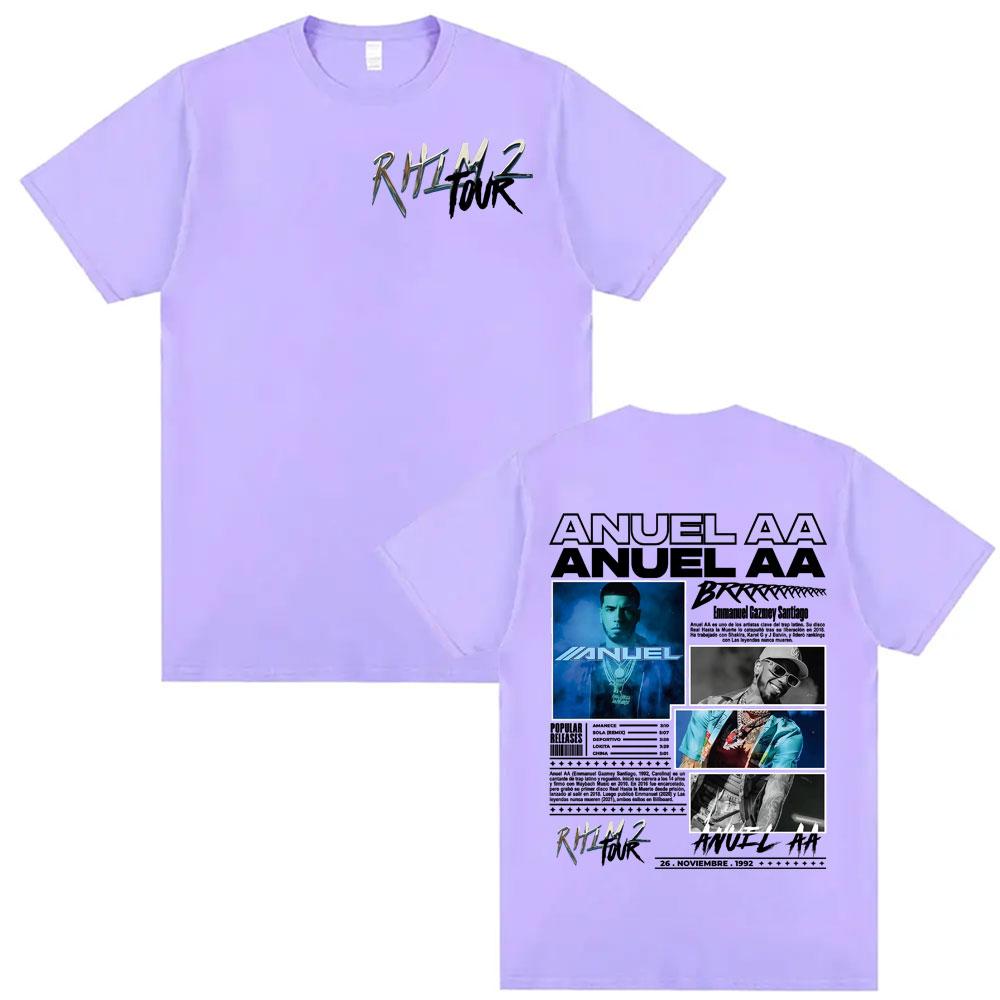 Rapper Anuel AA Rhlm 2 Album 2025 Tour Tshirts Unisex Women Fashion Hip Hop Gothic Clothes T Shirt Short Sleeve Tshirt Streetwear