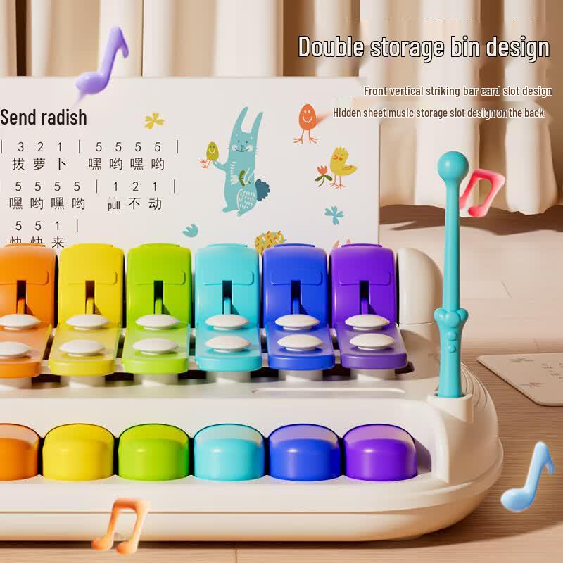 Ousaqi Kinder 2-in-1 Xylophon Klavier Spielzeug