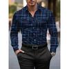 Men'S Stylish Geometric Print Long Sleeve Shirt Casual Button-Up with Lapel Collar,Perfect for Spring & Fall Pattern