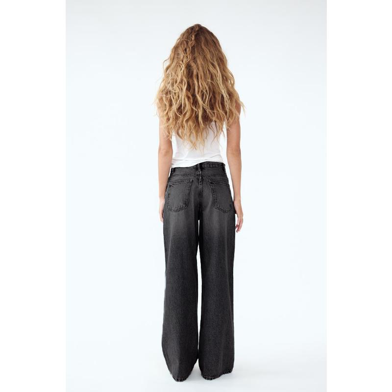 New Women's Vintage Straight Leg Jeans, Diagonal Button Detail High Waist Casual Denim Pants for Daily Wear