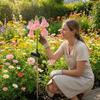 Flower Shaped Garden Light Fixtures 6 Head Lily Solar Light, IP44 Waterproof of The Valley Stakes Stake Lamp for Yard Patio, Outdoor Pathway Landscape