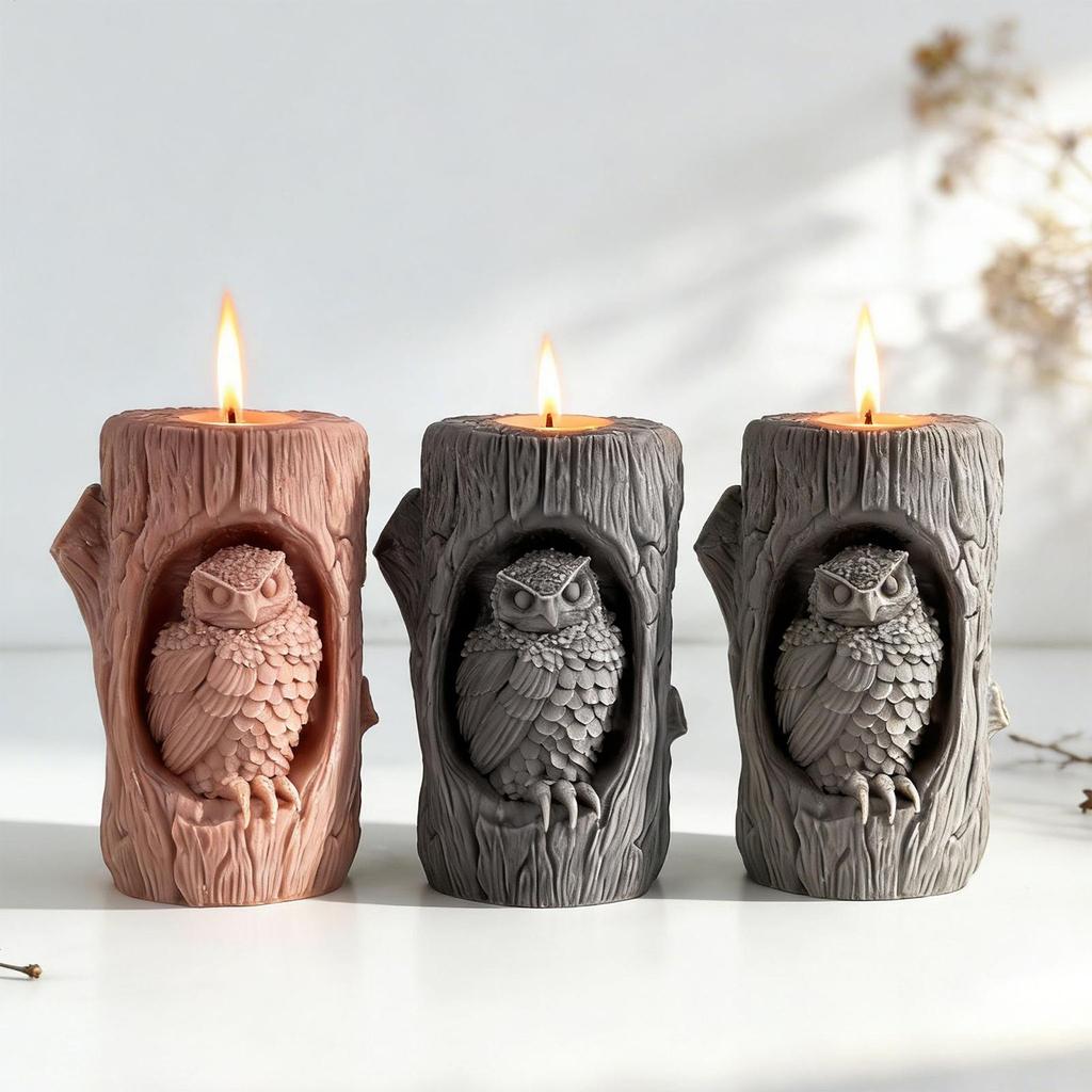 Stampo per Candele a Forma di Civetta Stampo in Silicone Antiaderente Realistico Stampo per Candele Animali 3D per Cemento Argilla Resina Epossidica Adulti Famiglia