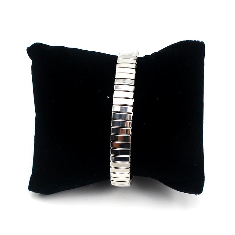 Women Men Stainless Steel Jewelry Elastic Bracelet For Unisex Metal Stripe Linked Bangle Silver Color