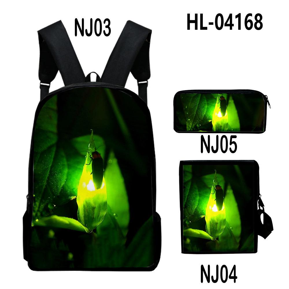 Classique Populaire Classique Lucioles Impression 3D 3 pièces/Ensemble pupille Sacs d'école Sac à dos pour ordinateur portable Sac à dos Sac à bandoulière incliné Trousse à crayons