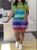 Striped code European and American women's clothing checkered printing T-shirt shorts set sports suit