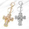 Catholic Cross Keychain for Women Men Rhinestone Religious Christ Keyring Bag Pendant