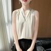 Silk satin vest suspender women's spring and summer new short loose V-neck solid color pullover sleeveless T-shirt top
