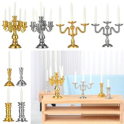 Playing House Doll Accessories Mini Desktop Ornament Dollhouse Candle Holder Miniature Candlestick