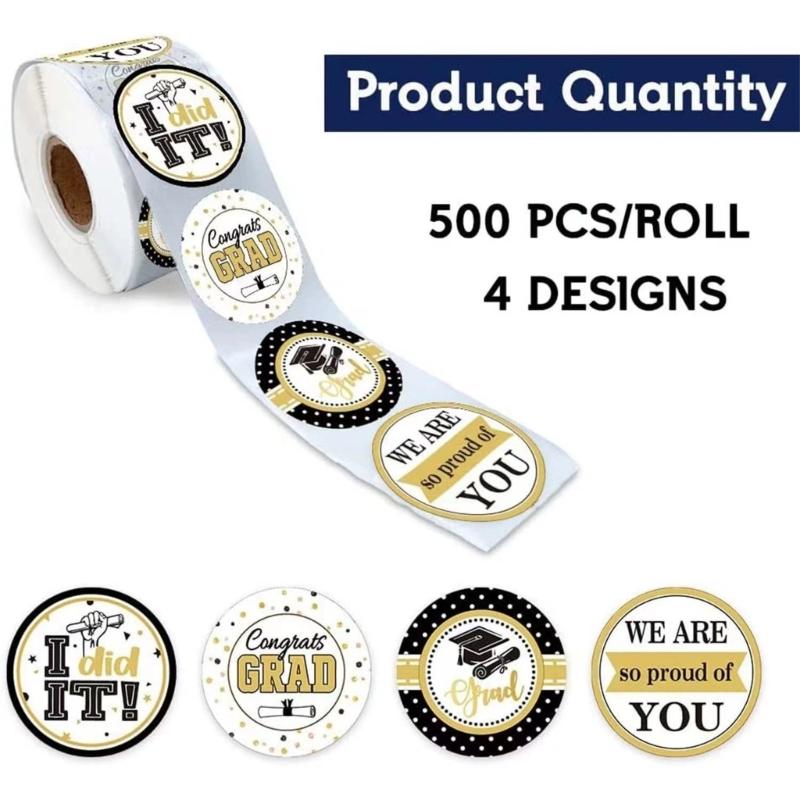 500 Pcs Round Graduation Sticker Congrats Grads Labels Graduation Caps Sticker Party Supplies