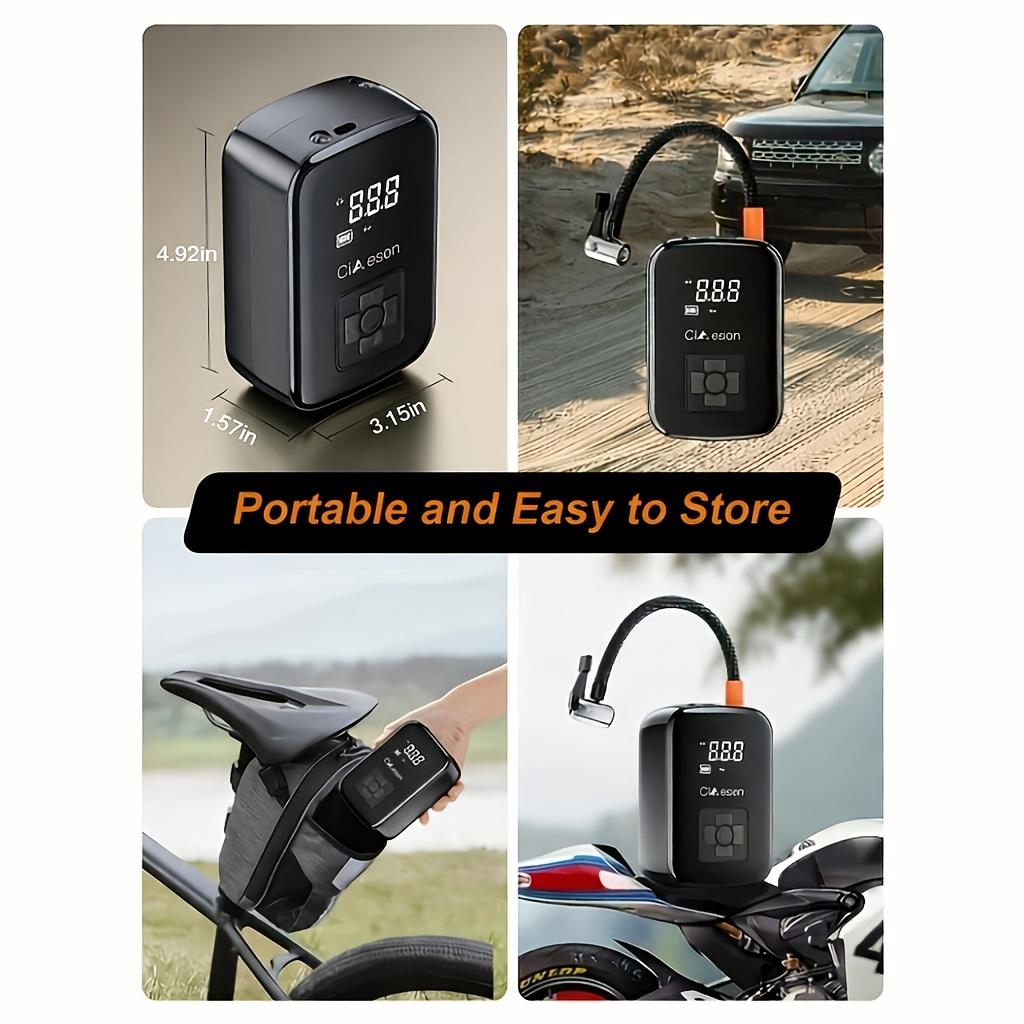 Portable Tire Inflator Digital Display Multifunctional 3 Nozzle Adapter