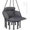 Hanging Chair with Large Padded Cushion Hammock Hanging Armchair with Fringes Hanging Kit 80 X 60 X 40 Cm Dark Gray