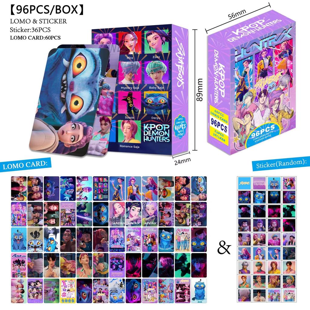 55pcs K-POP Demon Hunters Holographic Cards Set - HUNTR/X Boy Girl Group Laser Photocards, Anime Collectible Trading Game Cards,