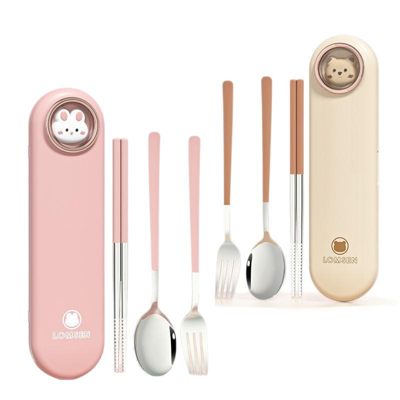 Przenośny zestaw sztućców: Pałeczki i łyżka z pudełkiem do przechowywania dla studentów i do pracy