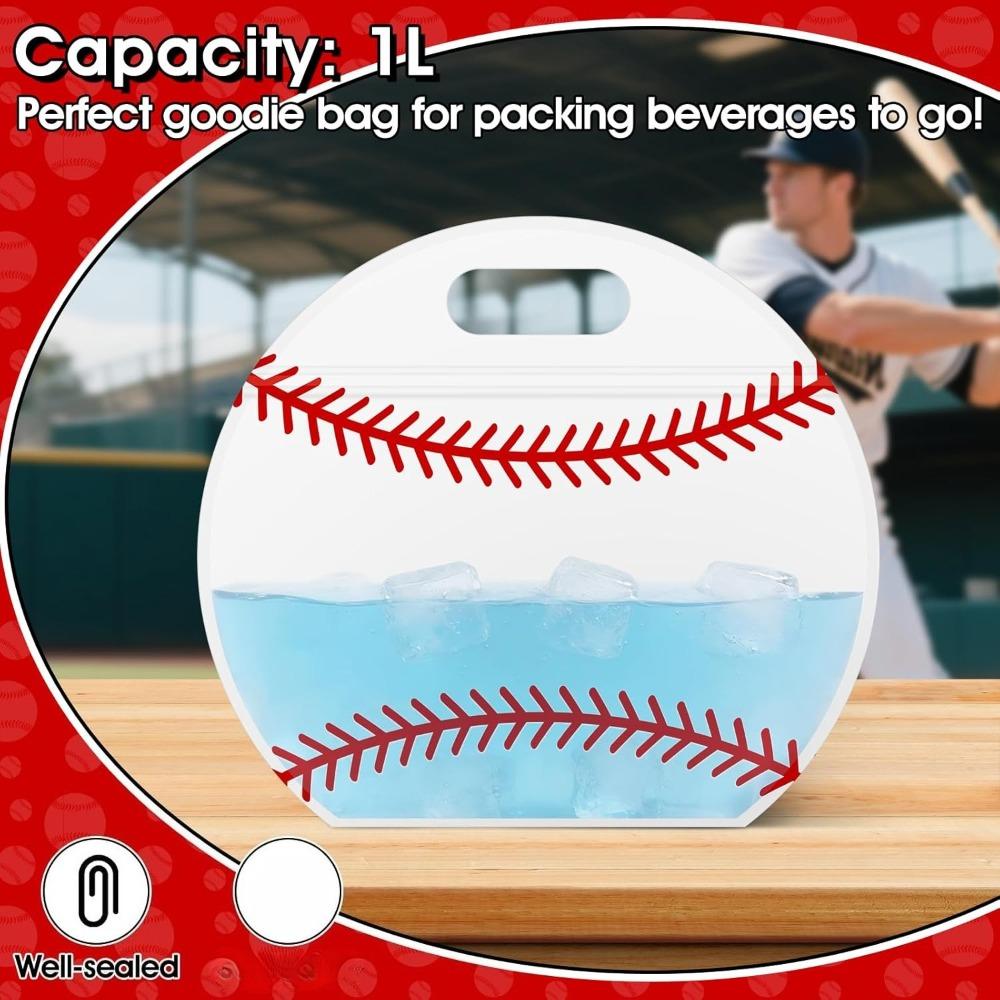 24pcs Soccer Snack Bags with Handles Reusable Baseball Sealed Treat Bags Stand-up Bottom Gift Bags Soccer Training Treat Bags Party Favor Bags