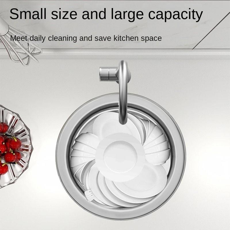 304 Stainless Steel Sink Vegetable Washing Basin Under Counter Basin Round Nano Island Counter Bar Small Single Basin Kitchen Sink
