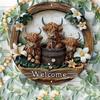 Vintage Highland Cow Lily Flower Metal Tin Sign UV Resistant Indoor Outdoor Wall Decor