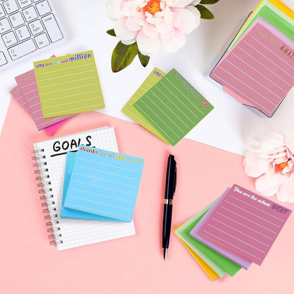 36Pcs 3 x 3 Employee Appreciation Sticky Notes pirational Sticky Notes with Lines Cute Motivational Post Notes Gifts for Coworkers Nurse Office