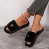Fashion Velvet Thermal Slippers Are Versatile To Wear Outside, Baotou Semi-drag 2025 Winter New Platform Women