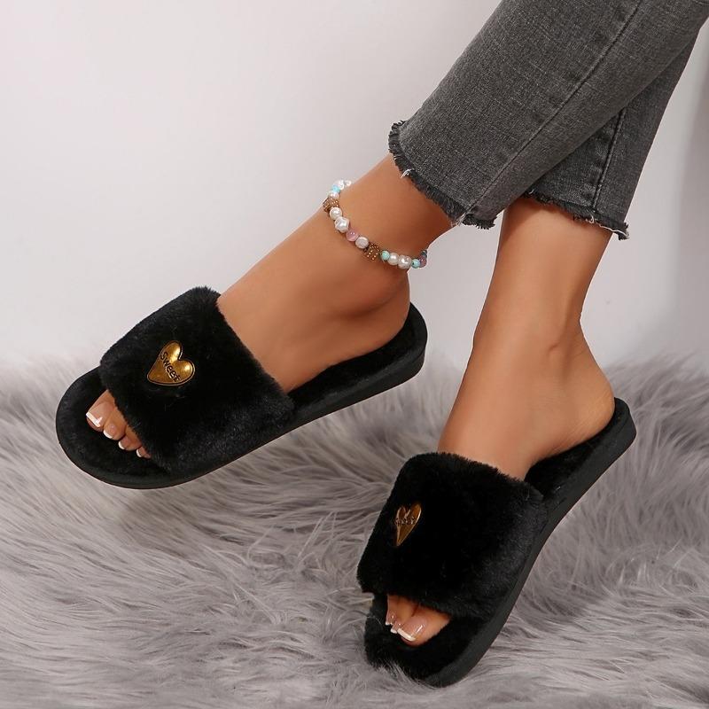 Fashion Velvet Thermal Slippers Are Versatile To Wear Outside, Baotou Semi-drag 2025 Winter New Platform Women