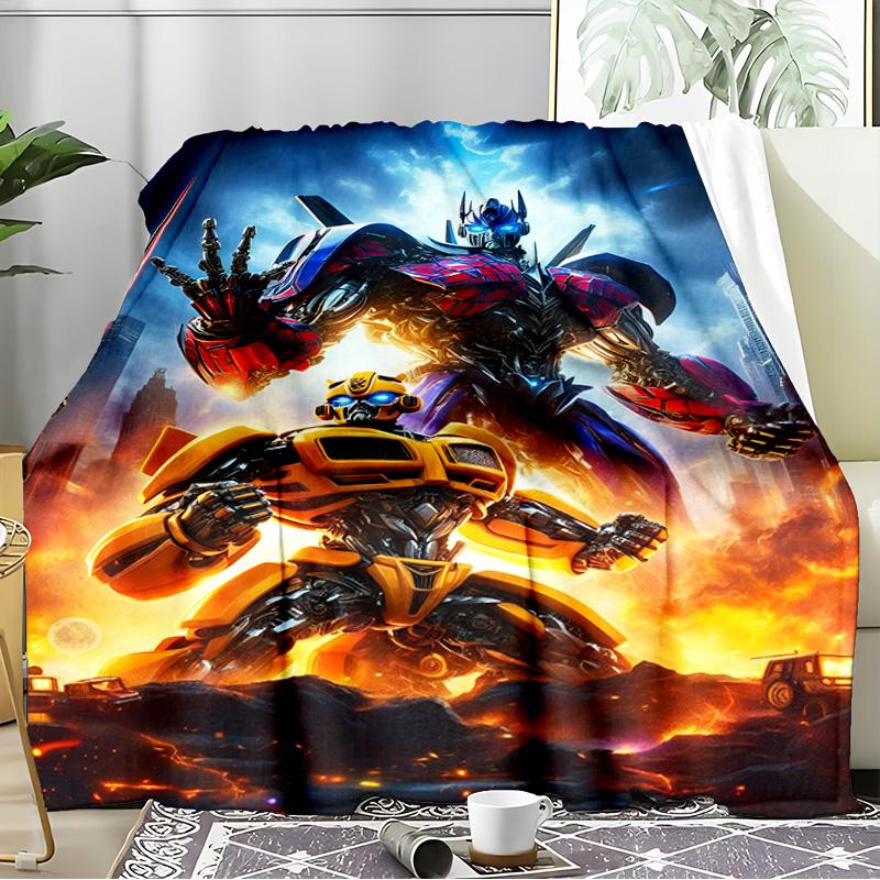Car robots Battle Blanket Flannel Throw for Sofa, Indoor, Camping, Living Room, Office, Chair, And Bed Soft Birthday Gift
