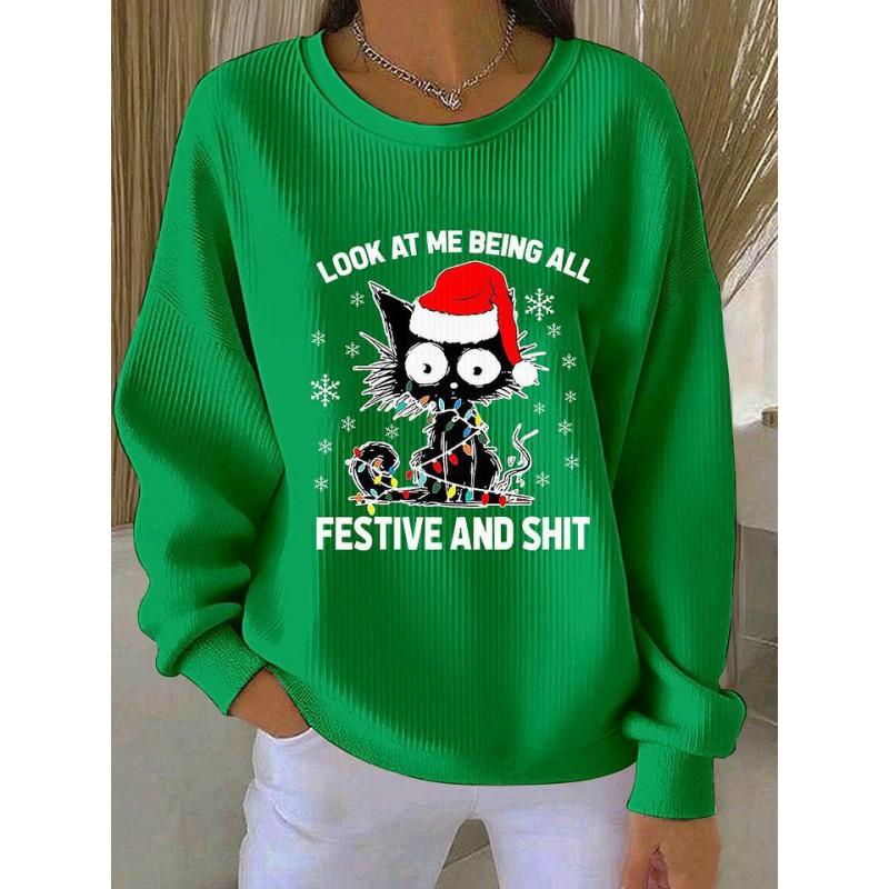 Christmas 3D Print Pullover Hoodie Womens Streetwear Loose Fit