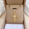 Cross Full Diamond Light Luxury Temperament Gorgeous Full Diamond Necklace Women'S Versatile Collarbone Chain Titanium Steel Chain
