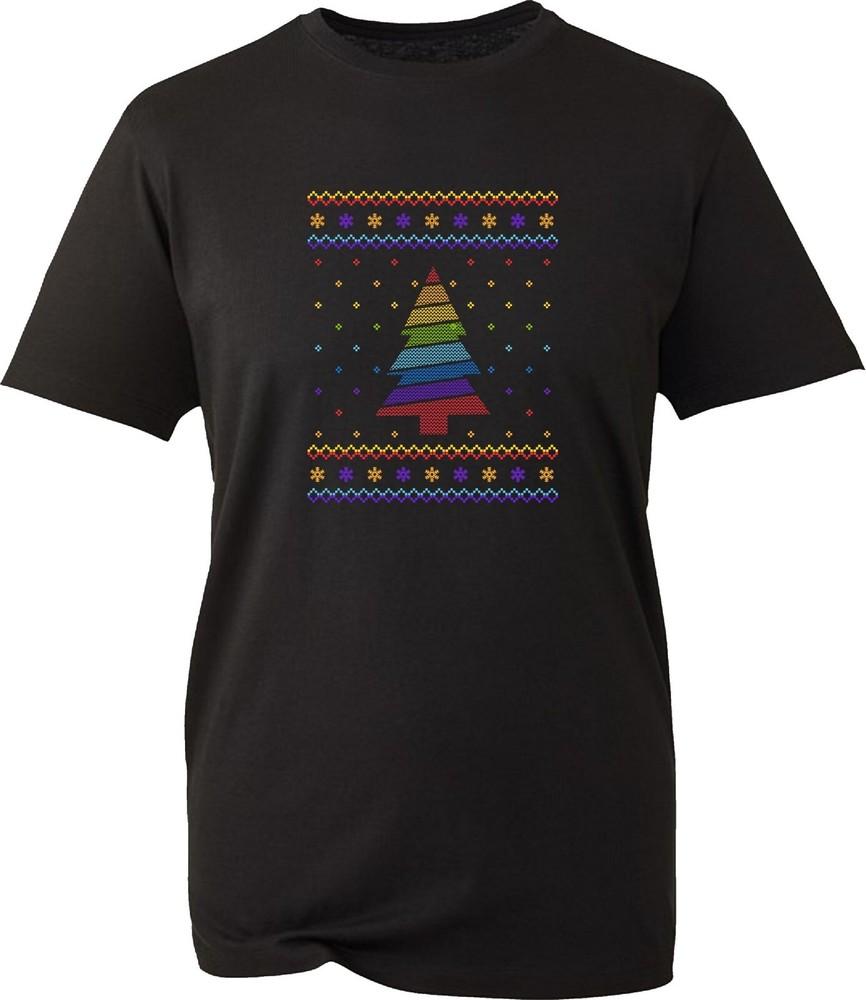 Christmas Tree Gay Pride Tshirt Lgbt Ugly Xmas Tree Rainbow Christmas Tee Top