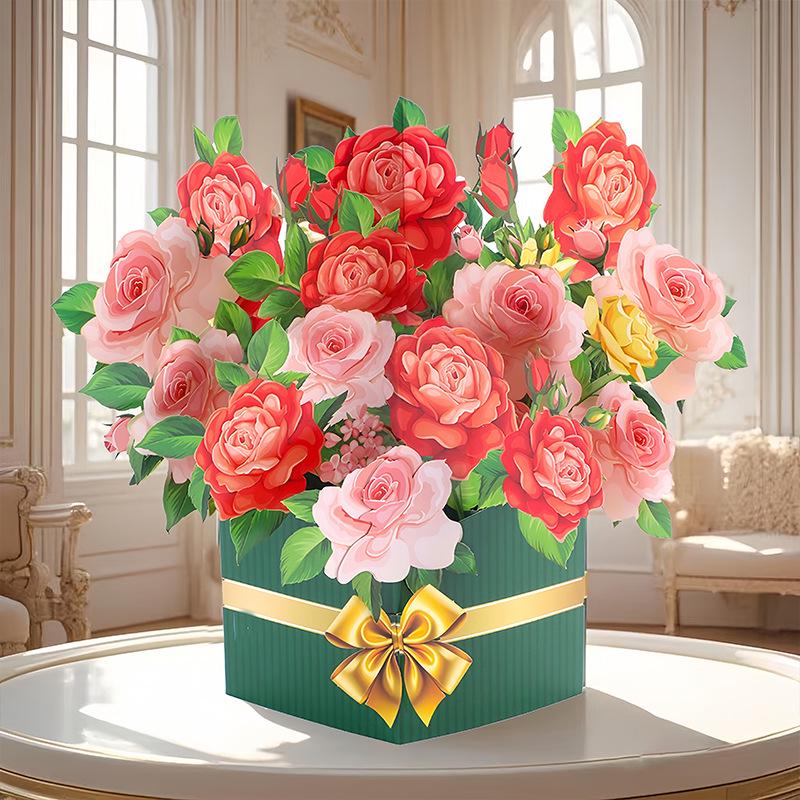 Biglietto d'auguri 3D Pop-up per la Festa della Mamma con Fiori e Busta