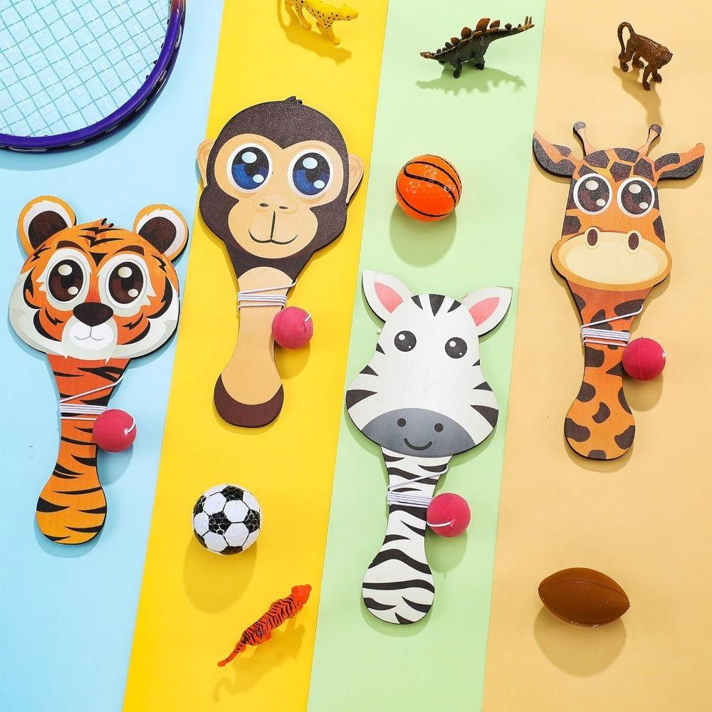 4Pcs Elastic String Paddle Ball Game Portable Wooden Target Ball  Outdoor Training