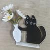 Cartoon Cat Refrigerator Magnet Black Cat Pushing Fridge Magnet Vase Decor  Fur Collector