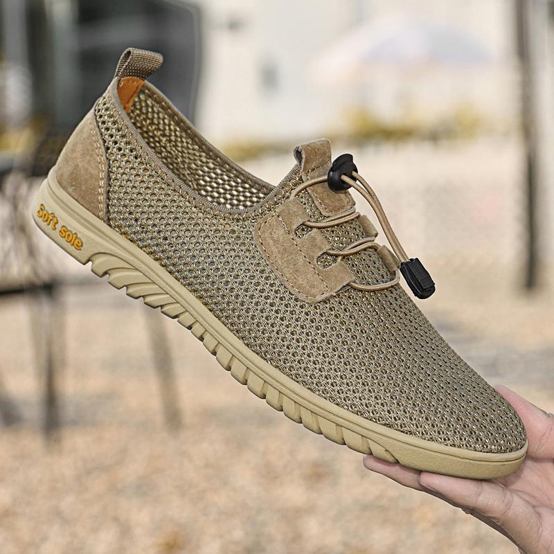

Fashion Summer men Hollow Out Breathable Sports Shoe Lightweight Running Sneakers Outdoor soft Comfortable Walking Mesh Shoes Size 36-46 46 хаки