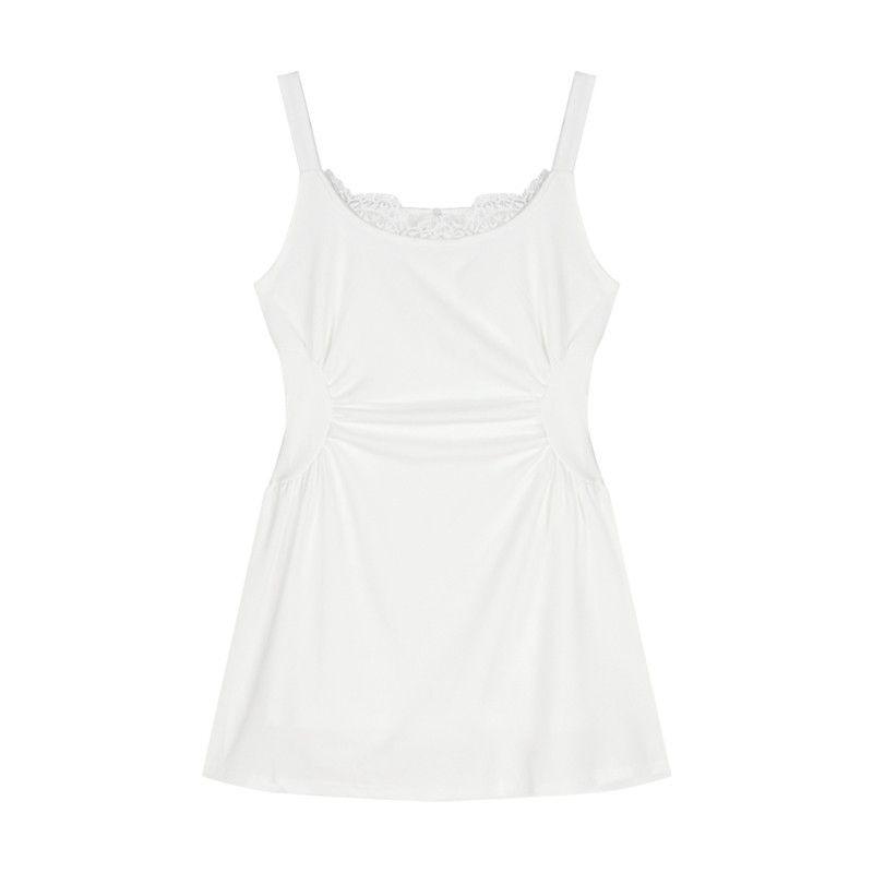 Francouzské krajkové šaty na ramínka pro ženy Čistý luxusní styl a high-endové Letní Obepínající pas, aby vypadaly štíhle a sexy Bez ramínek Krátká sukně