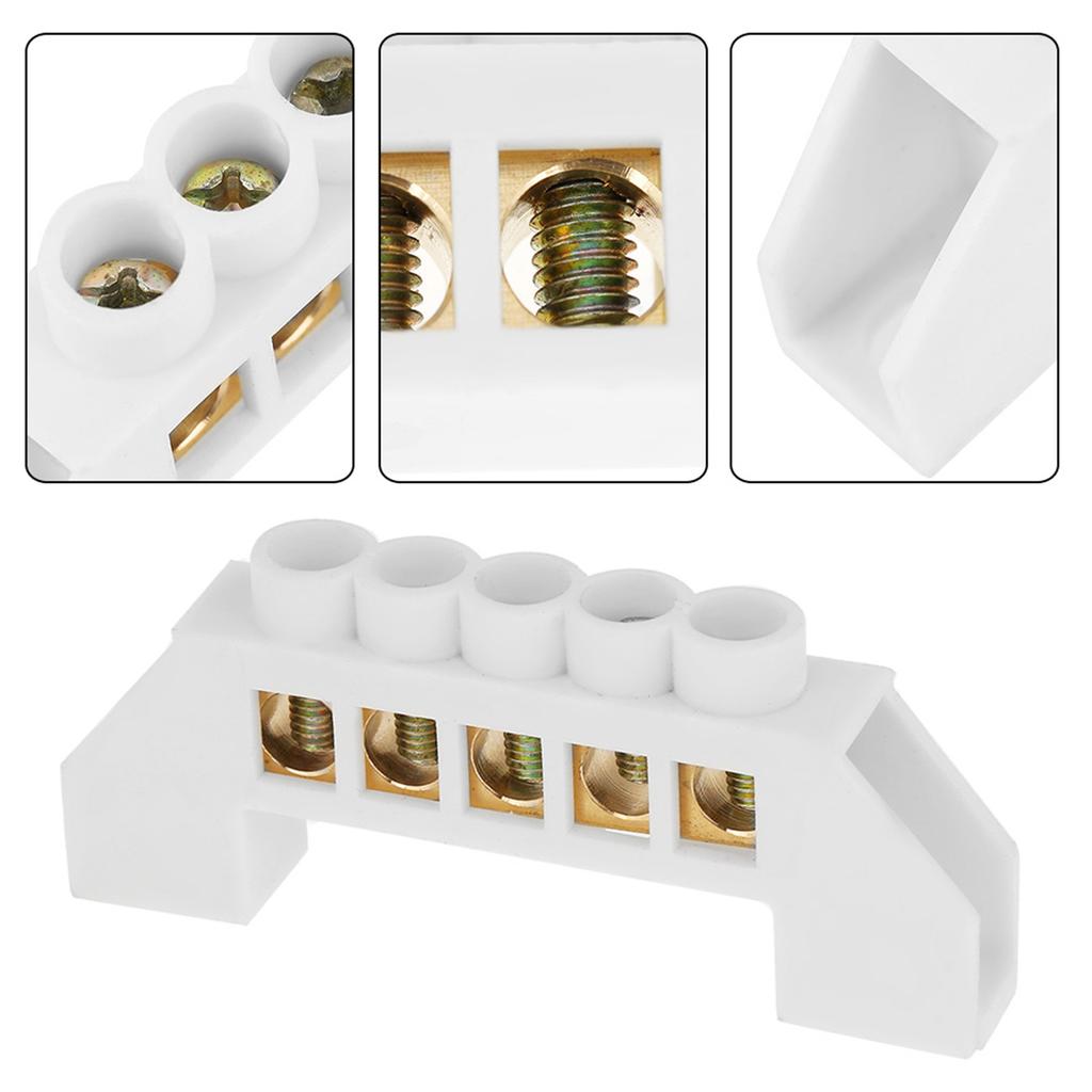 10pcs 5 Hole Bridge Design Electrical Distribution Wire Screw Brass Terminal Block Connectors