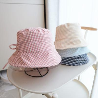Ladies Plaid Bucket Hat Sun Hat Summer Ultraviolet Travel Bow Visor Basin Hat Brim Sun Hat