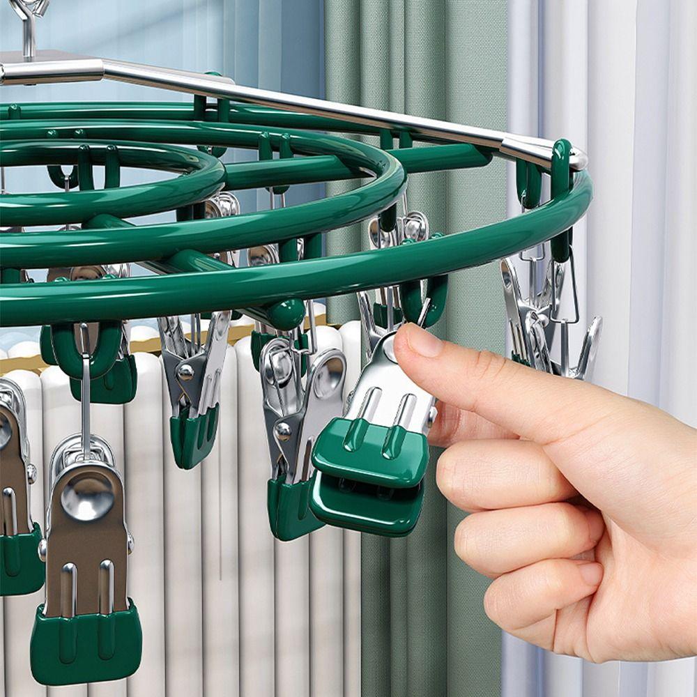 Stainless Steel 24 Clip Hanging Rack Lightweight Clothes Hanger Underwear Socks Clip  Bathroom