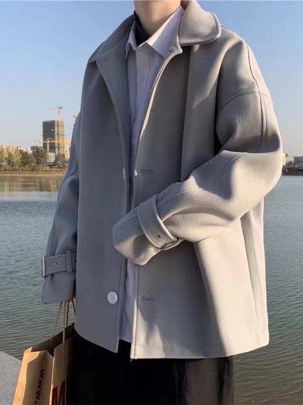 Cleanfit Korean Woolen Coat: Versatile Design, Men's Trendy British Style, Autumn/Winter Double Layer Warm Executive Jacket