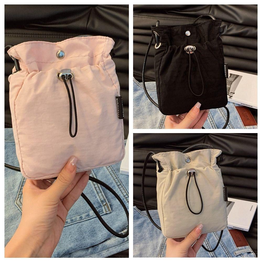Purse Drawstring Canvas Bag Crossbody Bag Mobile Phone Bag Cute Nylon Shoulder Bag  Office Worker
