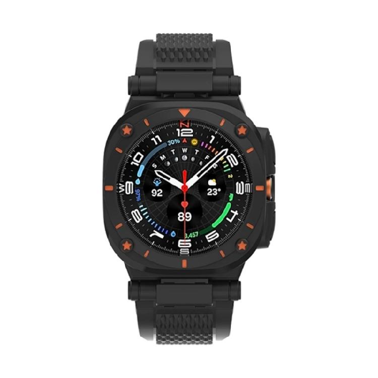 

Replacement Band Cover Shell Watch Breathable Straps for Watch 47mm Wristband Quick Release Watch Belt with Case чорний/помаранчевий