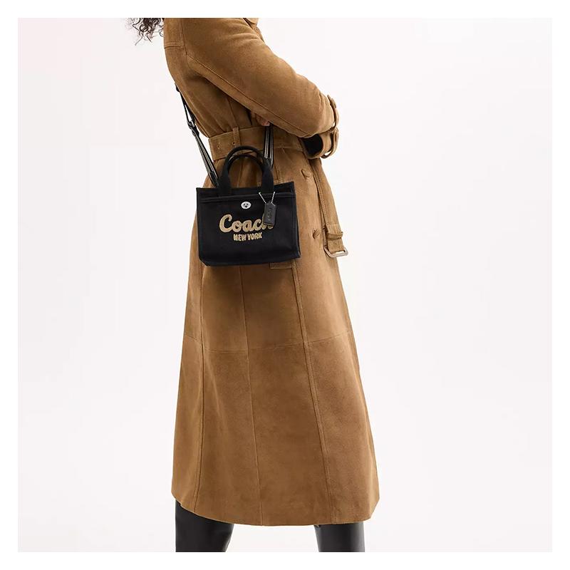 COACH Cargo 20 cursive logo embroidery canvas and grosgrain shoulder crossbody handbag small women's black