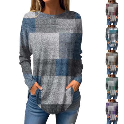 Fashion Women's Casual Long Sleeved Round Neck Printed Tops