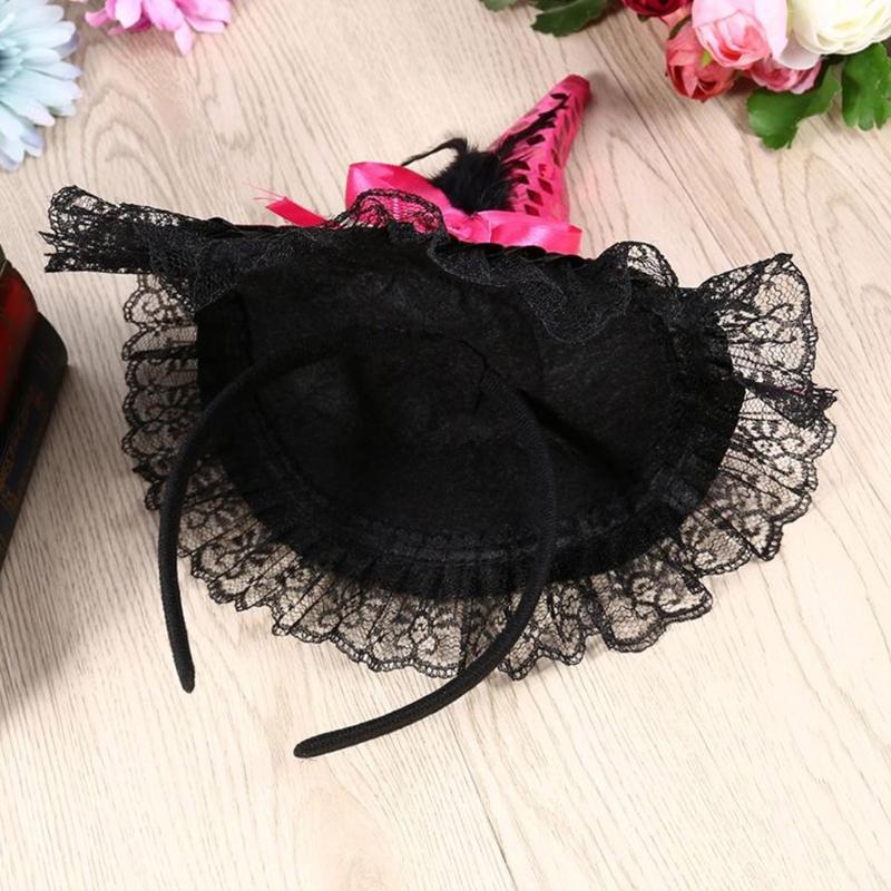 Children Kids Halloween Witch Hat Wizard Feather Headband Adult Costume Party Accessory Halloween Masquerade Cosplay Cap