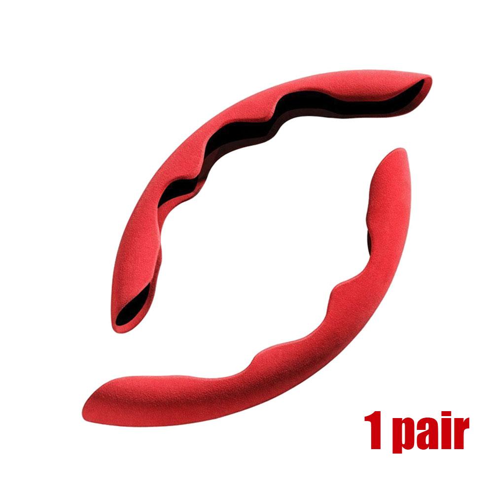 

1 пара универсальных прочных автомобильных противоскользящих плюшевых чехлов на руль из АБС-пластика/замши, легко устанавливаемые детали, аксессуары для салона автомобиля красный