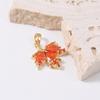 Golden Maple Leaf Pendant with Orange Cubic Zirconia for Fashionable Collarbone Chain