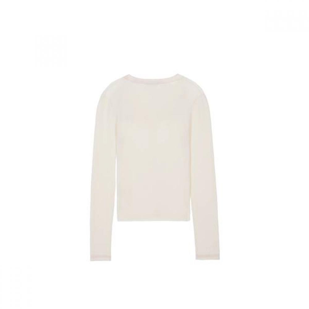 GOXO Rib Knit Cardigan Cream Classic Logo